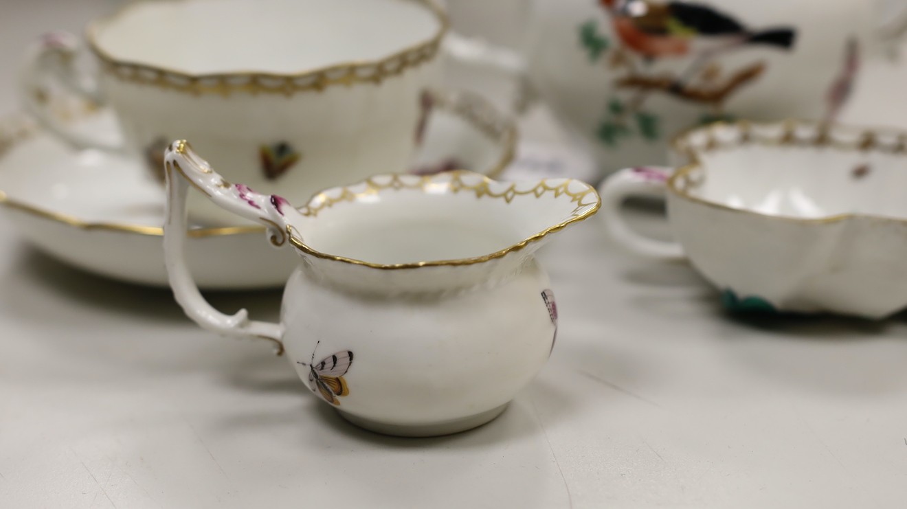 A 19th century Herend porcelain bachelor's teaset, saucer with date code for 1867